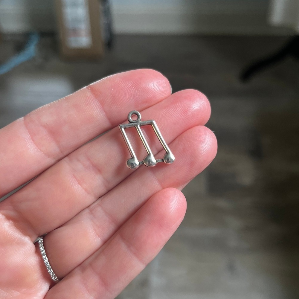 Silver Music Note Charm Pendant Triple Sixteenth Jewelry Making Minimalist Chic